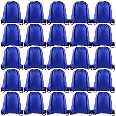 KUUQA 25Pcs Drawstring Backpack Bags String Backpack Sport Bag Sack Cinch Tote Gym Backpack Bulk for Gym Sport TravelingRoyal Blue