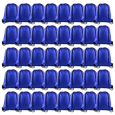 KUUQA 40Pcs Blue Drawstring Backpack Bags Sack Drawstring Bags Bulk String Backpack Storage Bags for Sport Gym Traveling