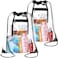 NATURAL STYLE 2 PACK Clear Drawstring Bag Stadium Approved See Through PVC Drawstring bags Transparent Backpack with Inner Zipper Pocket
