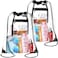 NATURAL STYLE 2 PACK Clear Drawstring Bag Stadium Approved See Through PVC Drawstring bags Transparent Backpack with Inner Zipper Pocket