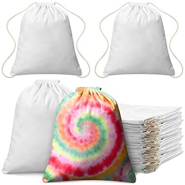 Saintrygo 24 Pcs Tie Dye Drawstring Bags Cotton Sublimation Blank Backpack Bulk Tie Dye Kits Things for Large Groups 14x16