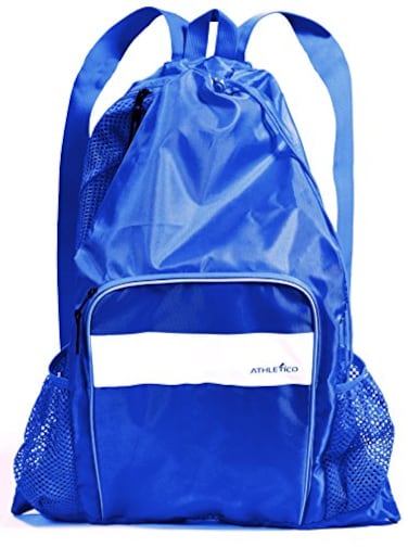 Athletico Mesh Swim Bag Mesh Pool Bag With Wet Dry Compartments for Swimming the Beach Camping and More Blue