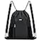 WANDF Drawstring Backpack with Shoulder Pad Sports Gym Backpack with Mesh Pocket String Bag for Women MenBlack