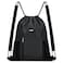WANDF Drawstring Backpack with Shoulder Pad Sports Gym Backpack with Mesh Pocket String Bag for Women MenBlack