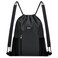 WANDF Drawstring Backpack with Shoulder Pad Sports Gym Backpack with Mesh Pocket String Bag for Women MenBlack