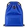 Vorspack Drawstring Backpack Water Resistant String Bag Cinch Bag Sports Gym Sack with Side Pocket for Men Women Blue