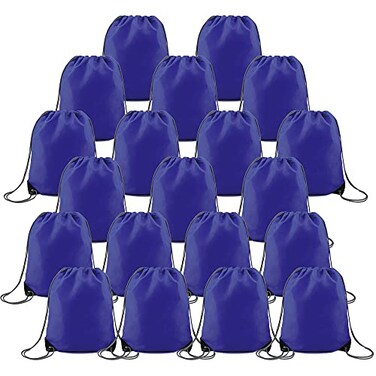 BeeGreen 20 Pieces Royal Blue Drawstring Backpack Bags Bulk Large Personalized Christmas String Bag Perfect for DIY Gym Cinch Sack Solid for Women and Men