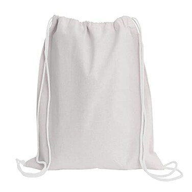 TBF Cotton Drawstring Backpack Gym Sack Canvas Cinch Sport Pack for Men Women White Set of 3