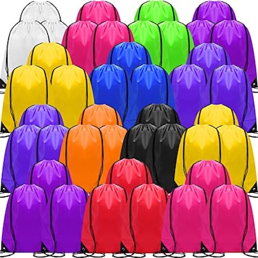 Shappy Drawstring Backpack Bulk Sports Gym Cinch Bag Polyester String Bag for Men Women10 Colors100 Pcs