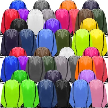 Shappy 100 Pcs Drawstring Backpack Bulk Sports Gym Cinch Bag Polyester String Bag for Men Women 25 Colors