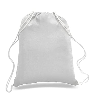 ToteBagFactory 6 Pack Set of 6 Durable Cotton Drawstring Tote Bags White 14x18