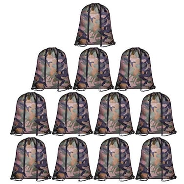 KUUQA 12 Pack Camouflage Drawstring Backpack Bulk String Backpack Cinch Kids Sport Bags Storage Bags for Gym Traveling Camouflage