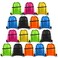 KUUQA 16Pcs Drawstring Backpack with Zipper Pocket Cinch Sack Bulk String BagsColorful