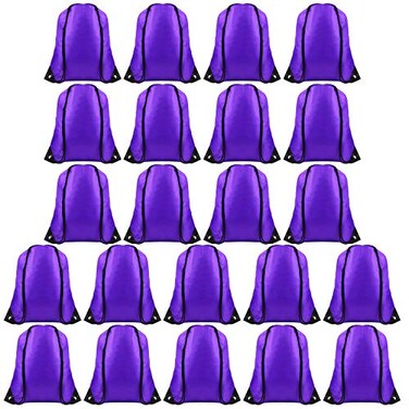 FEPITO 22 Pack Drawstring Bags String Backpack Bulk School Backpacks for Gym Traveling Purple
