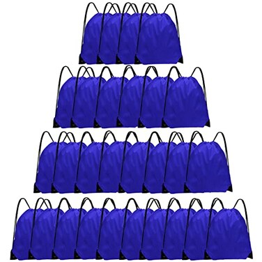 Grneric Drawstring Bags 28 PCS Drawstring Backpack Bulk String Backpack Cinch Bag Sackpack for Men Women Gym Navy Blue