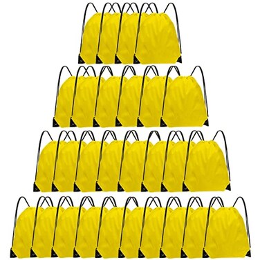 Grneric Drawstring Bags 28 PCS Drawstring Backpack Bulk String Backpack Cinch Bag Sackpack for Men Women Gym Yellow