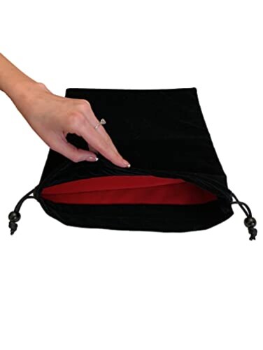 EFENDIZ Large velvet drawstring pouch red velvet lining Inside11 x 135 in black bag