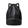 Valleycomfy Sports Drawstring Backpack Water Resistant String Bag with Side Mesh Pockets Shoe Compartment Gym Backpack for Women Men Black