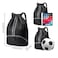 Valleycomfy Sports Drawstring Backpack Water Resistant String Bag with Side Mesh Pockets Shoe Compartment Gym Backpack for Women Men Black