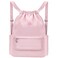 BAVELOE Drawstring Backpack with Wet Pocket Gym Backpack WaterResistant Cinch String Bag Beach Swim for Women MenPink