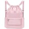 BAVELOE Drawstring Backpack with Wet Pocket Gym Backpack WaterResistant Cinch String Bag Beach Swim for Women MenPink