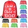 VZZNN 30 Pcs I Am a Child of God Drawstring Backpack Bulk Christian Gift Bags Church Supplies String Backpack Cinch Bag Jesus Stuff10 Colors