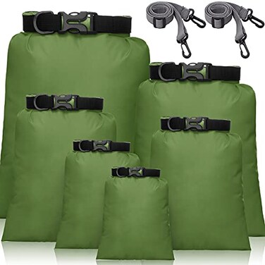 Shappy 6 Pcs Waterproof Dry Bag Set 6 Sizes Lightweight Sacks and Long Adjustable Shoulder Strap Outdoor Water Proof Keep Gear Dry Bag Stuff Sacks for Backpacking Boating Hiking Camping Green