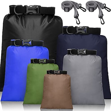 Shappy 6 Pcs Waterproof Dry Bag Set 6 Sizes Lightweight Sacks and Long Adjustable Shoulder Strap Outdoor Water Proof Keep Gear Dry Bag Stuff Sacks for Backpacking Boating Hiking Camping Dark