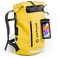 Earth Pak Waterproof Backpack Heavy Duty RollTop Closure with Easy Access FrontZippered Pocket and Cushioned Padded Back Panel for Comfort with IPX8 Waterproof Phone Case Yellow 85L Messenger