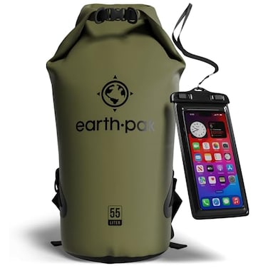 Earth Pak Waterproof Dry Bag Roll Top Waterproof Backpack Sack Keeps Gear Dry for Kayak with Waterproof Phone Case