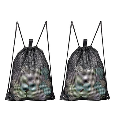 HAOGUAGUA 2PACK Mesh Drawstring Bag Mesh String Bag for Gym Laundry Seashell and Beach finds Mushroom Hunting Bag