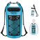 Piscifun Dry Bag Waterproof Floating Backpack 30L with Waterproof Phone Case for Boating Kayaking Fishing Light Blue 30L
