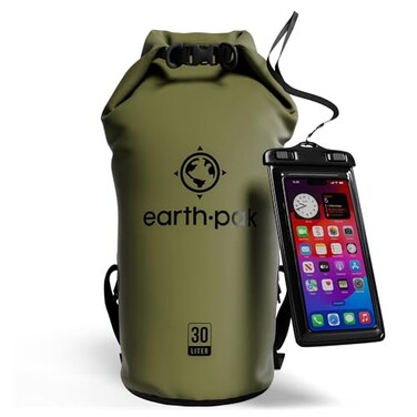 Earth Pak Waterproof Dry Bag Roll Top Waterproof Backpack Sack Keeps Gear Dry for Kayak with Waterproof Phone Case