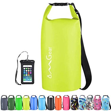 OMGear Waterproof Dry Bag Backpack Waterproof Phone Pouch 40L30L20L10L5L Floating Dry Sack for Kayaking Boating Sailing Canoeing Rafting Hiking Camping Outdoors Activities Bright Yellow5L
