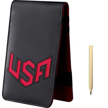 BIG TEETH Golf Scorecard Holder Yardage Book Cover USA Pattern Golf Accessories Leather Fit for Most Back Pocket Red