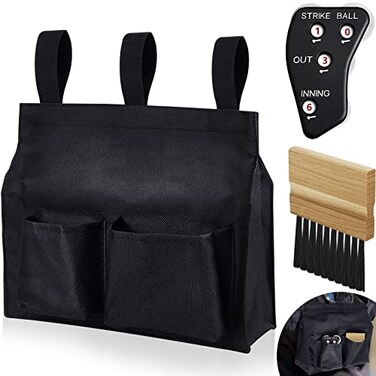 Dunzy 3 Pcs Umpire Gear Set Includes Baseball Umpire Brush Black Ball Bag and Indicator for Men Youth Referee Equipment Accessories Kit