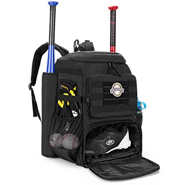DSLEAF Baseball Backpack with 2 Bat Sleeves Softball Bag with Vented Shoe Space and Multi Pockets for Adults Patent Design