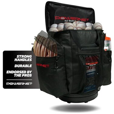 PowerNet Soft Bucket Carry Bag Ball Bucket Replacement with Shoulder Strap Pocket Organizer to Carry or Store Softball Baseball Gear Softside