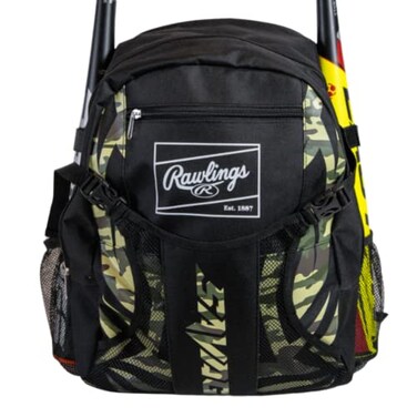 Rawlings SAVAGE Backpack Equipment Bag TBall Baseball Softball BlackCamo