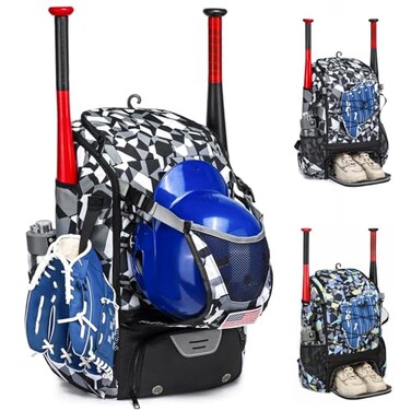 GOTECH Softball Bag for Youth Adults Baseball Bag with Fence Hook Lightweight Bat Backpack with Shoe Compartment Large Main Compartment for Helmet
