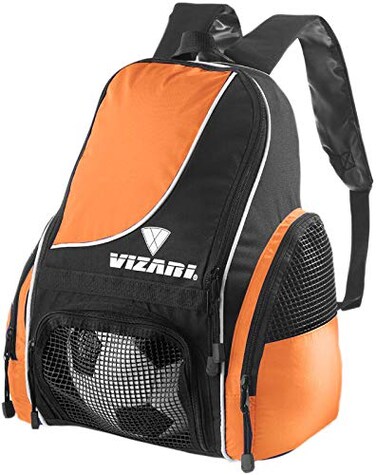 Vizari Solano Soccer Backpack With Ball Compartment and Vented Ball Pocket and Mesh Side Cargo Pockets for Adults and Teens