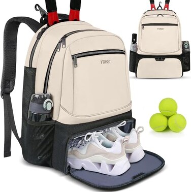 Ytonet Tennis Bag Tennis Backpack for Women Men 2 Rackets with Insulated Pocket Ventilated Shoe Compartment