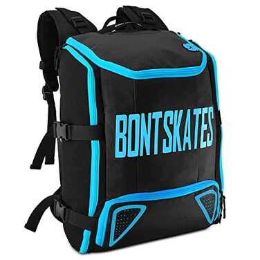 Bont Skates Multi Sport Skate Backpack Travel Bag Inline Ice Roller Speed Skating Black Gamma blue