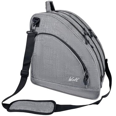 WOLT Ice Skate Bag Inline Roller Skate Bag with Adjustable Shoulder Strap for Both Youth and Adultsgrey