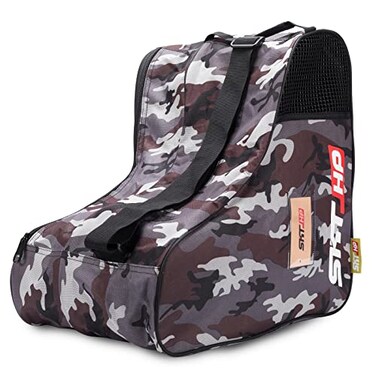 SKT HP Roller Skate Bag with Adjustable Shoulder Strap for Kids And Adults to Hold Inline Skates Roller Skates Knee pads Camo Grey