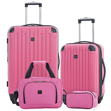 Travelers Club Midtown Hardside 4Piece Luggage Travel Set Bubble Gum