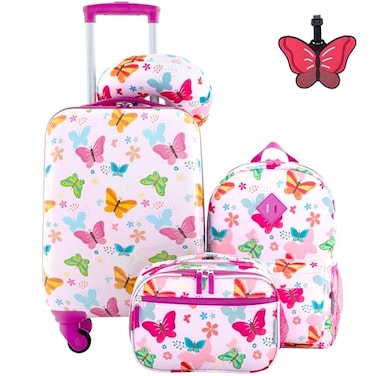 Travelers Club 5 Piece Kids Luggage Set Butterfly