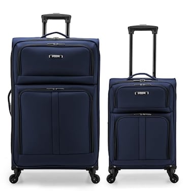 U.S. Traveler US Traveler Anzio Softside Expandable Luggage with Spinner Wheels Navy 2Piece Set 2230