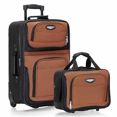 Travel Select Amsterdam Softside Expandable Luggage with Rolling Wheels Orange 2Piece Set 1521