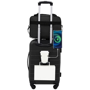 Wrangler Smart Spinner Hardside Luggage 2 Piece Set Black